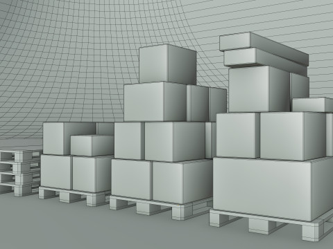 Plastic Pallets With Boxes - Pack 1 Modelo 3D