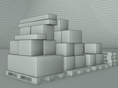Plastic Pallets With Boxes - Pack 1 Modelo 3D