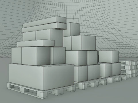Plastic Pallets With Boxes - Pack 1 3D Model