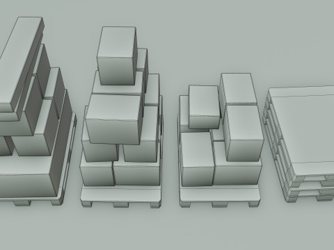 Plastic Pallets With Boxes - Pack 1 Modelo 3D