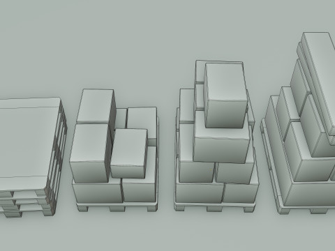 Plastic Pallets With Boxes - Pack 1 Modelo 3D