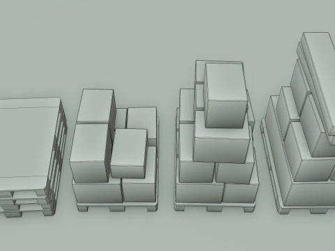 Plastic Pallets With Boxes - Pack 1 3D Model