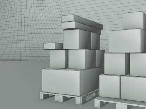 Plastic Pallets With Boxes - Pack 1 3D Model