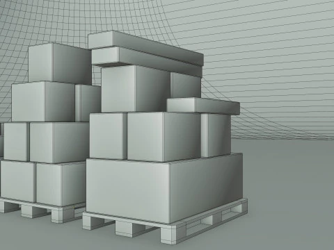 Plastic Pallets With Boxes - Pack 1 3D Model