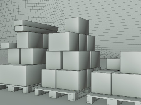 Plastic Pallets With Boxes - Pack 1 Modelo 3D