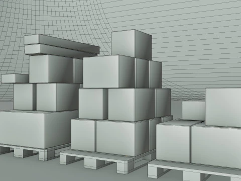 Plastic Pallets With Boxes - Pack 1 3D Model
