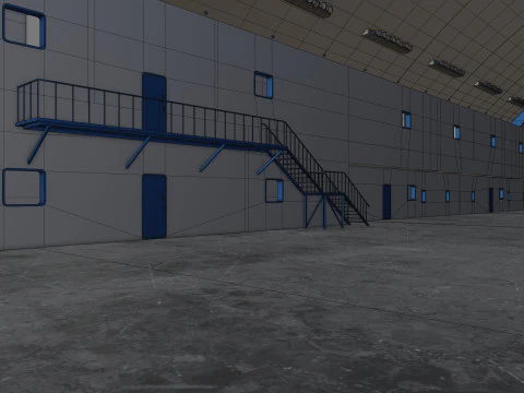 Airplane Hangar Interior 10 3D Model