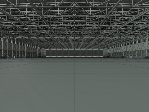 Airplane Hangar Interior 4b 3D Model