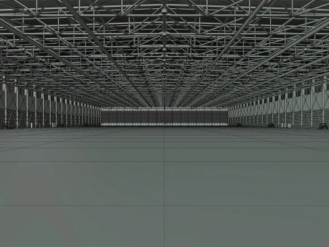 Airplane Hangar Interior 4b 3D Model