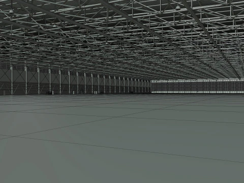Airplane Hangar Interior 4b 3D Model
