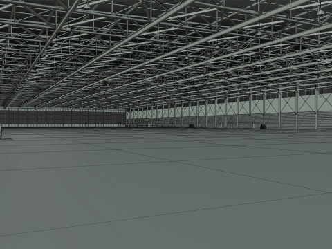 Airplane Hangar Interior 4b 3D Model