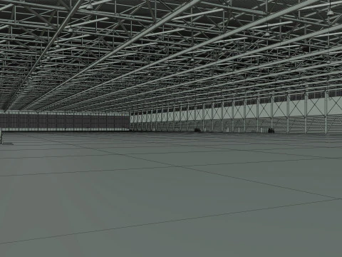 Airplane Hangar Interior 4b 3D Model