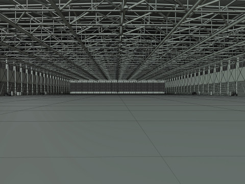 Airplane Hangar Interior 4b 3D Model