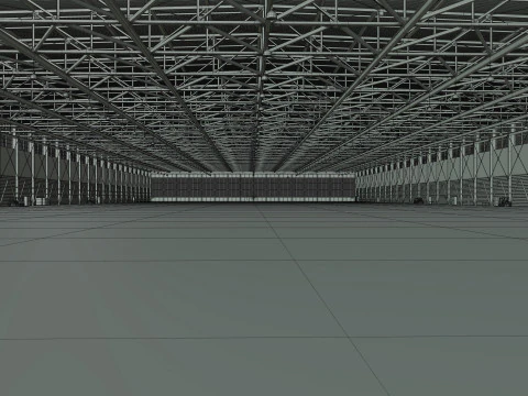Airplane Hangar Interior 4b 3D Model
