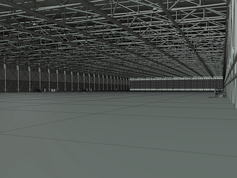 Airplane Hangar Interior 4b 3D Model