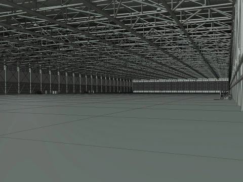 Airplane Hangar Interior 4b 3D Model