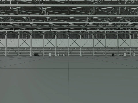 Airplane Hangar Interior 4b 3D Model
