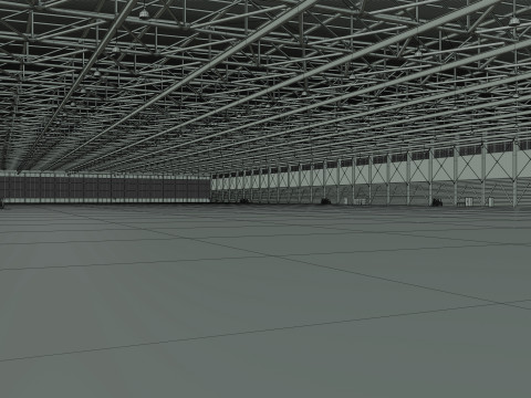 Airplane Hangar Interior 4b 3D Model