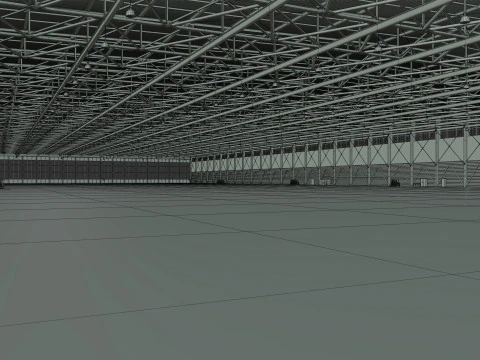 Airplane Hangar Interior 4b 3D Model