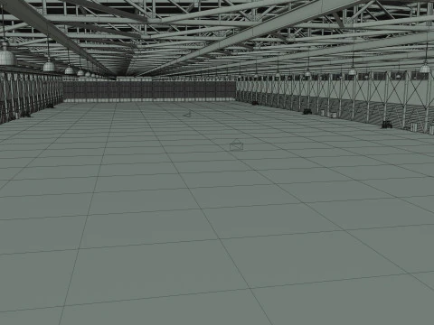 Airplane Hangar Interior 4b 3D Model