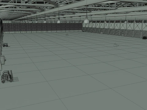 Airplane Hangar Interior 4b 3D Model