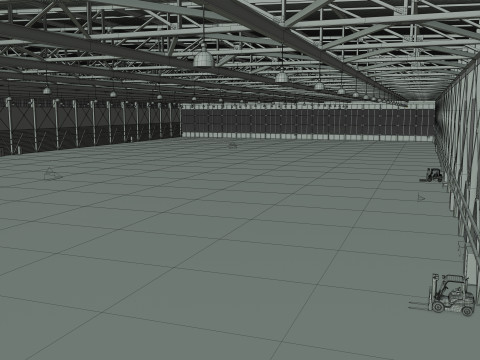 Airplane Hangar Interior 4b 3D Model