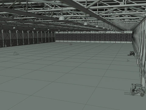 Airplane Hangar Interior 4b 3D Model