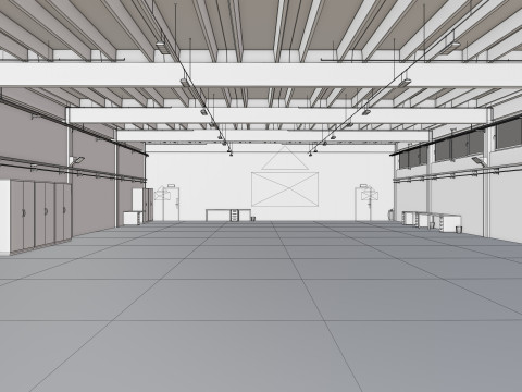 Industrial Hangar Hall Interior 6b 3D-Modell
