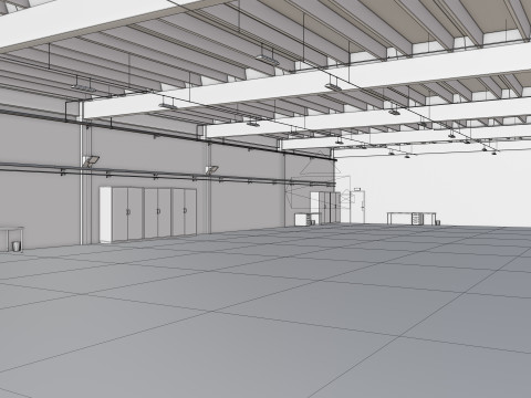Industrial Hangar Hall Interior 6b 3D-Modell
