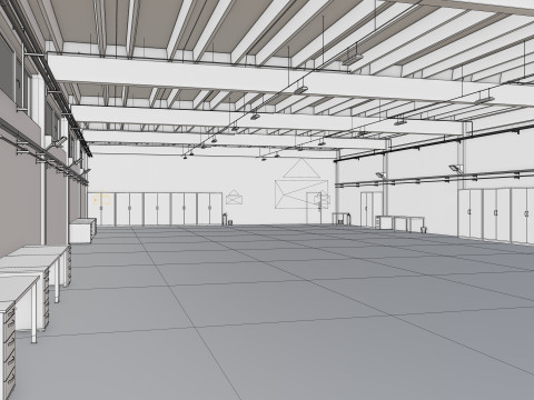 Industrial Hangar Hall Interior 6b 3D-Modell