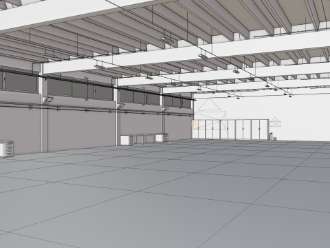 Industrial Hangar Hall Interior 6b 3D-Modell
