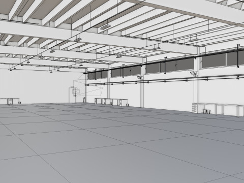 Industrial Hangar Hall Interior 6b 3D-Modell
