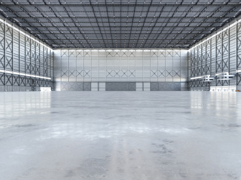 Airplane Hangar Hall Interior 3b 3D Модель