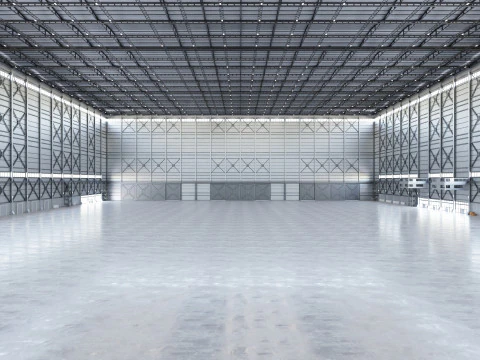Interior do sal&atilde;o do hangar de avi&atilde;o 3b Modelo 3D