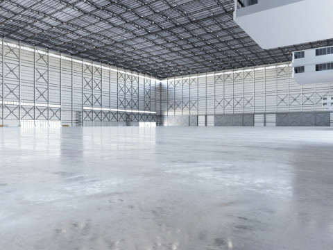 Airplane Hangar Hall Interior 3b Modèle 3D