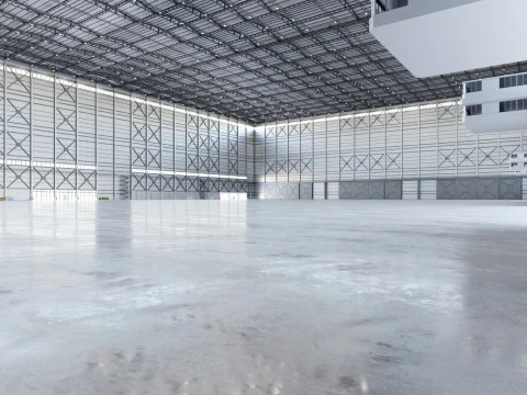 Interior do sal&atilde;o do hangar de avi&atilde;o 3b Modelo 3D