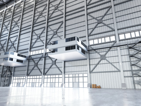 Airplane Hangar Hall Interior 3b Modèle 3D