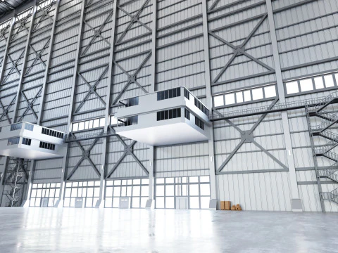 Interior do sal&atilde;o do hangar de avi&atilde;o 3b Modelo 3D