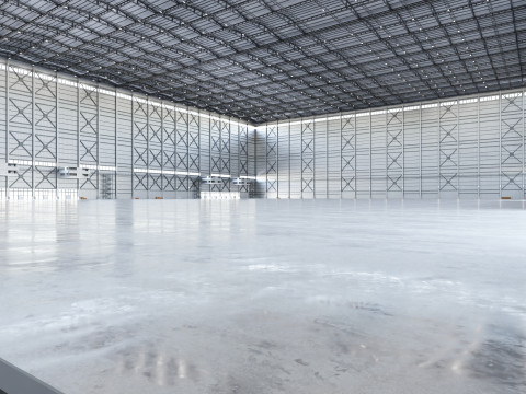Airplane Hangar Hall Interior 3b Modèle 3D