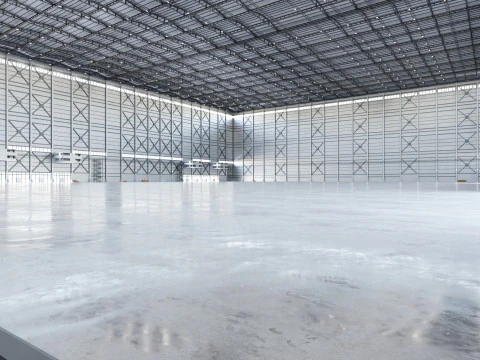 Interior do sal&atilde;o do hangar de avi&atilde;o 3b Modelo 3D