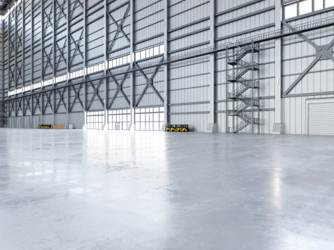 Interior do sal&atilde;o do hangar de avi&atilde;o 3b Modelo 3D