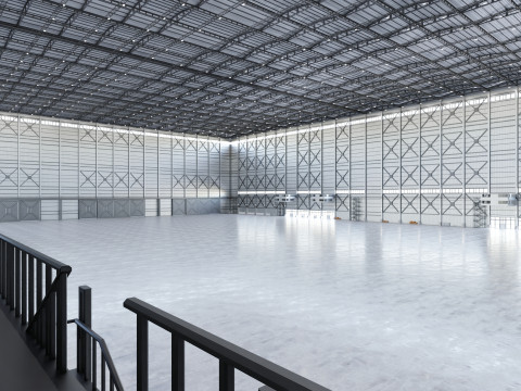 Airplane Hangar Hall Interior 3b Modèle 3D