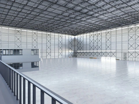 Interior do sal&atilde;o do hangar de avi&atilde;o 3b Modelo 3D