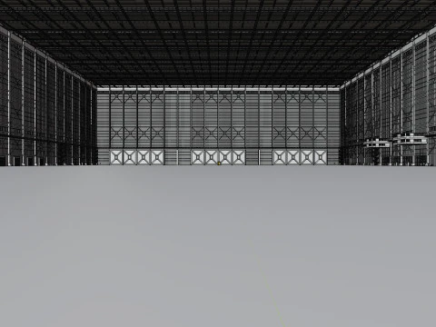 Interior do sal&atilde;o do hangar de avi&atilde;o 3b Modelo 3D