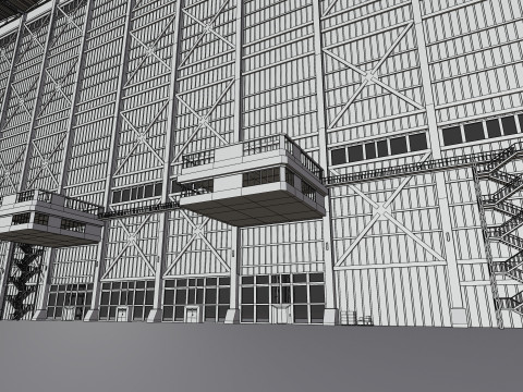 Airplane Hangar Hall Interior 3b Modèle 3D