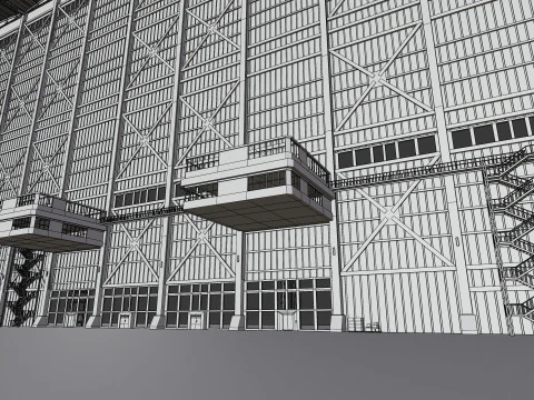 Interior do sal&atilde;o do hangar de avi&atilde;o 3b Modelo 3D