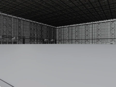 Interior do sal&atilde;o do hangar de avi&atilde;o 3b Modelo 3D