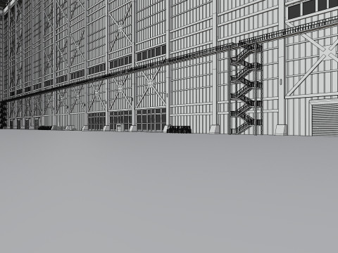 Airplane Hangar Hall Interior 3b Modèle 3D
