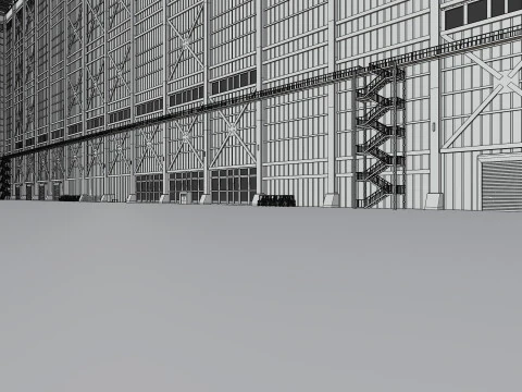 Interior do sal&atilde;o do hangar de avi&atilde;o 3b Modelo 3D
