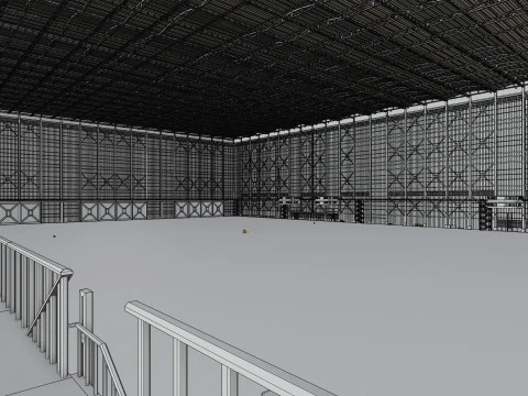 Interior do sal&atilde;o do hangar de avi&atilde;o 3b Modelo 3D